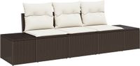 vidaXL Tuinbankenset 3-delig polyrattan bruin en crème