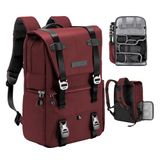 K&F CONCEPT Grote camerarugzak van 15,6 inch, spatwaterdicht met regenhoes, groot vak voor DSLR-camera, 20 l, rood, 30 x 17 x 45 cm, rugzak