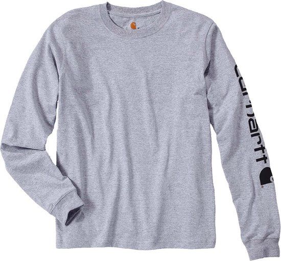 Carhartt Heavyweight Logo Long Sleeve Shirt - Heather Grey - Men's S