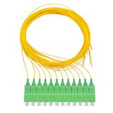 Elfcam® Glasvezel pigtail, 12 afzonderlijke vezels, Simplex SC/APC 9/125um OS2, wit