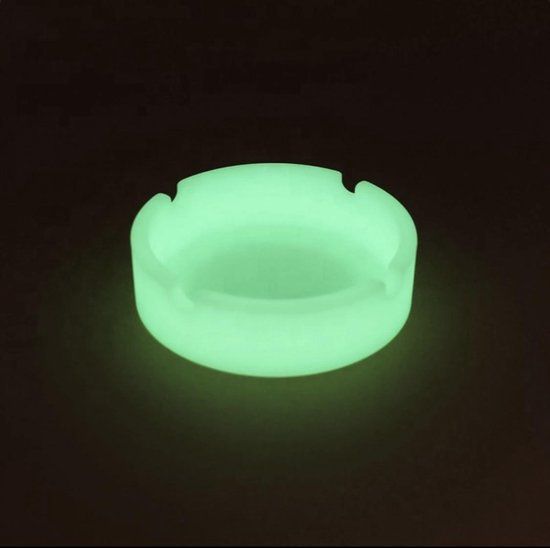 Glow in the Dark Asbak - Wit & Groen - Kunststof - 12cm