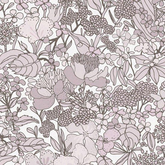 ARCHITECTS PAPER RETRO BLOEMEN BEHANG | Vintage - lichtroze bruin wit - "Architects Paper" A.S. Création Floral Impression