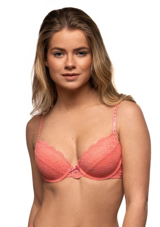After Eden Molly Padded wire bra in recycled lace - Licht Koraal - 80B