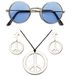 Widmann Hippie Flower Power verkleed sieraden set met hippie bril