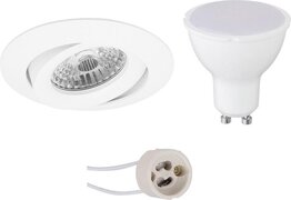 BES LED LED Spot Set - Pragmi Uranio Pro - GU10 Fitting - Inbouw Rond - Mat Wit - 6W - Natuurlijk Wit 4200K - Kantelbaar - Ã˜82mm