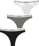 Björn Borg Dames String Vrouwen Ondergoed - Logo - 3 stuks - Zwart/Wit/Groen - Maat S