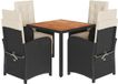 vidaXL 5-delige Tuinset met Kussens Poly Rattan Zwart en Crème