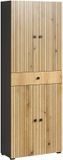 Trendteam Hoge kast PureBliss Antraciet/Evoke Eiken BHT 70 x 188 x 31 cm