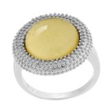 Orphelia Damesring 925 zilver gerhodineerd glas goud rond geslepen Gr. 56 (17,8) - ZR-6041/2/56