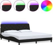 vidaXL Bedframe met LED-verlichting, zonder matras, zwart, 180x200 cm, stof