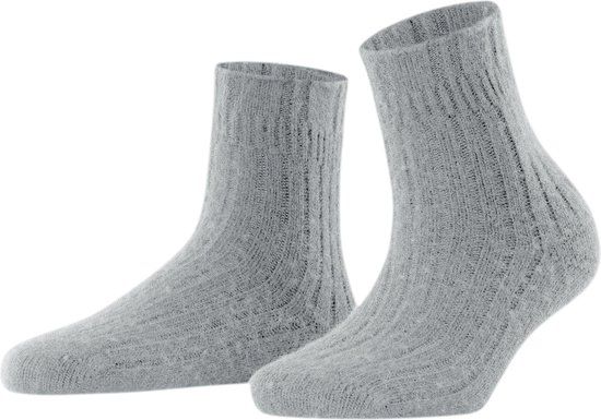 FALKE Bedsock Rib dik gedessineerd wol kasjmier sokken dames grijs - maat 39-42