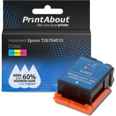 PrintAbout Huismerk T26704010 (T266) 3-kleuren XL inktcartridge voor Epson WorkForce WF-100W/110W - 360 pagina's