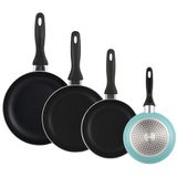Well Home Set de 4 casseroles, Ø 16 Ø 20 x 24 x 28 cm, en aluminium pressé bleu ciel