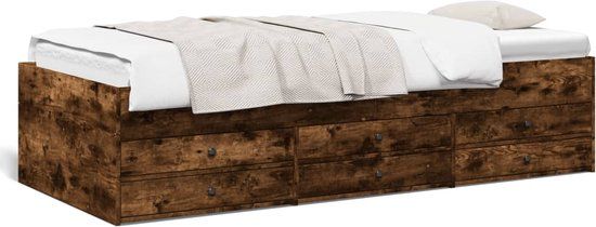 vidaXL Slaapbank met lades zonder matras 90x200 cm gerookt eikenkleur