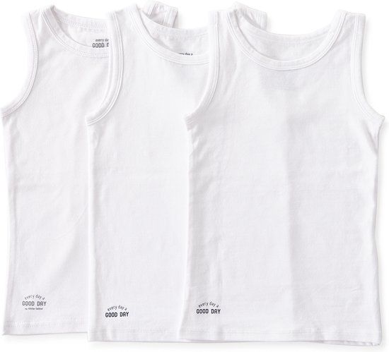 Little Label Ondergoed Jongens - Hemd 3-Pack - Wit - Maat 146-152 - Biologisch Katoen