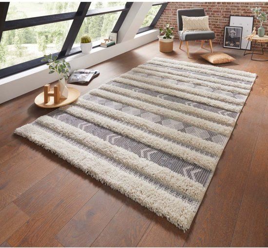 Tapeso Design Vloerkleed Taza 103783 155x230 cm Grijs & Crème