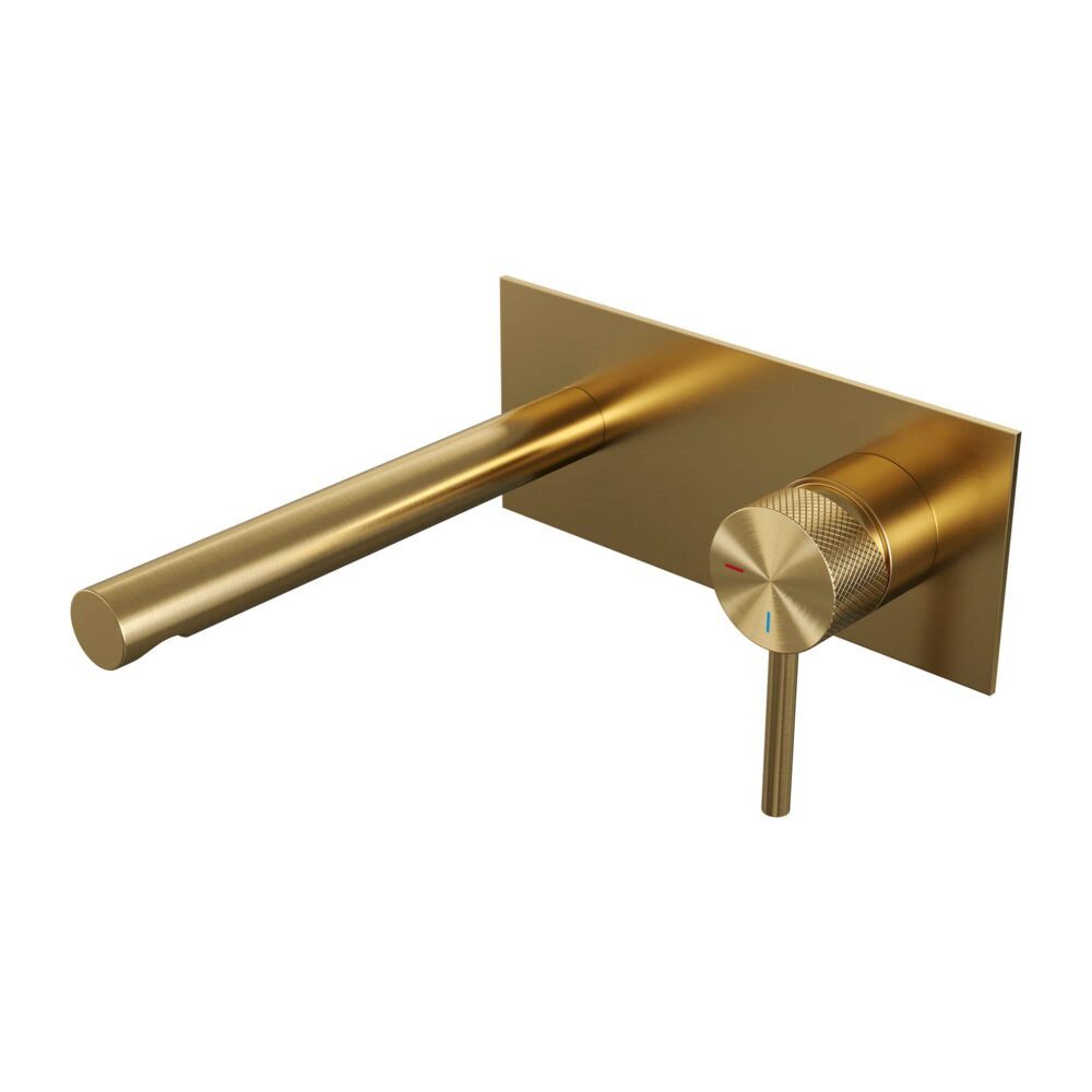 Brauer Brauer Gold Carving inbouw wastafelmengkraan met rechte uitloop en ronde staaf 20x9 goud