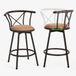 MEUBLE COSY Barkrukken, set van 2 barstoelen vintage, 360 graden draaibaar met rugleuning en voetensteun, 63cm hoog, industriële stijl, bruin, 56,5x39,5x85cm