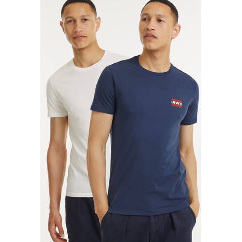 Levi's T-shirt (set van 2) wit/donkerblauw