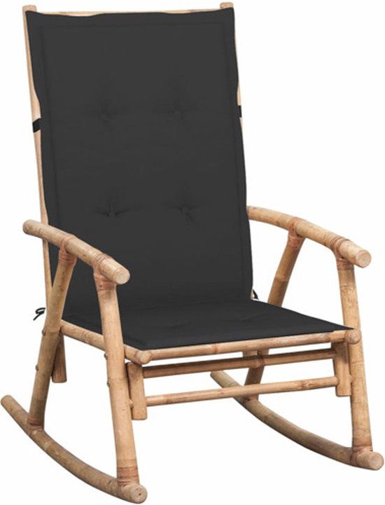 vidaXL Schommelstoel met kussen bamboe