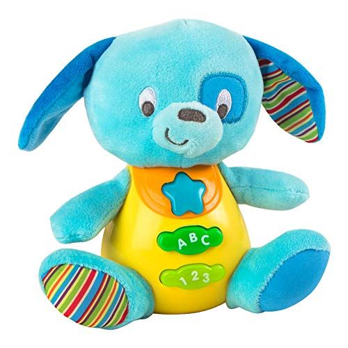 winfun Pluche overall voor baby's die spreekt en gekleurd, taal Spaanse hond