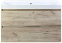 BES LED Maxx XL Badmeubelset 100 cm - Craft Oak - Wastafel Just Zonder Kraangat