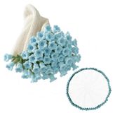 Couverture faite à la main avec imprimé de roses - Douce et légère - Bleu - 80 cm