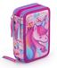 Trousse d'école à 3 compartiments, 44 pièces, licorne, fuchsia/violet