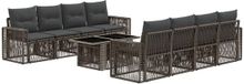 vidaXL Tuinbank - Set - 9 - st - Grijs - en - Donkergrijs - poly - rattan