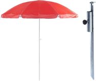Parasol sans marque avec piquet de terre en métal - rouge - polyester - Dia 200 cm - réglable