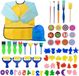 Bol 42 pièces éponges pinceaux de peinture - pinceaux tampons pour enfants - outil de dessin éducatif - artisanat d'art bricolage - avec tablier imperméable