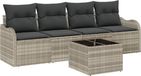 vidaXL Ensemble de banc de jardin gris clair polyrattan avec table et coussins inclus