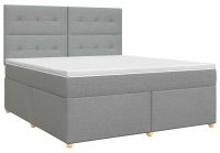 vidaXL Boxspringbed met matras, lichtgrijs, 180 x 200 cm, stof