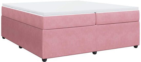 vidaXL Boxspring met matras fluweel roze 200x200 cm
