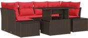 vidaXL Bankstel 7-delig Polyrattan Bruin et Rouge