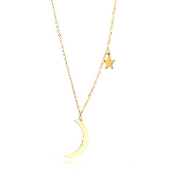 LGT JWLS Hippe dames ketting Moon Star Goudkleurig
