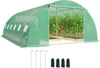 Kas – Serre – 595 x 395 x 199 cm – 2 poteaux de support – Portes roulantes – Couverture en PE – Cadre en acier galvanisé – Résistant aux UV et étanche – Vert