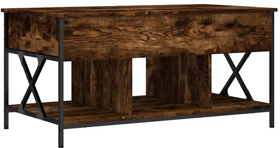 vidaXL Salontafel 100x55x50 cm bewerkt hout en metaal gerookt eiken
