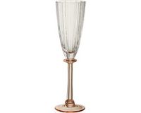 J-Line Verre à champagne rayé transparent/saumon