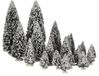 Luville Evergreen Kerstdorp Miniatuur Dennenbomen - Kerstversiering voor Kerstdorp met 21 Besneeuwde Boompjes - Guirlande en Kerstslingers voor Sfeervolle Aankleding - H22 x Ø8 cm - Groen