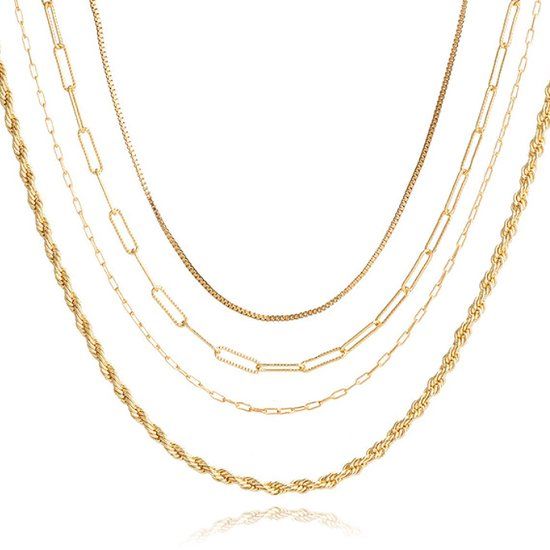 LGT JWLS LGT Jewels Multilayer Ketting Fancy JWLS - 4 lagen Goudkleurig 65 cm
