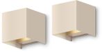 Calex Bari Wandlamp - Buiten & Binnen - Blanc Chaud up & down Lumière - Faisceau lumineux réglable - Étanche - Sable - 2-pack