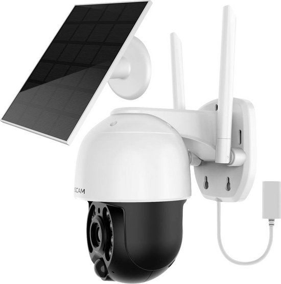 Foscam B4 WLAN Bewakingscamera Wit incl. zonnepaneel 4MP (2560x1440), werkt op batterijen, WiFi, draai- en kantelfunctie