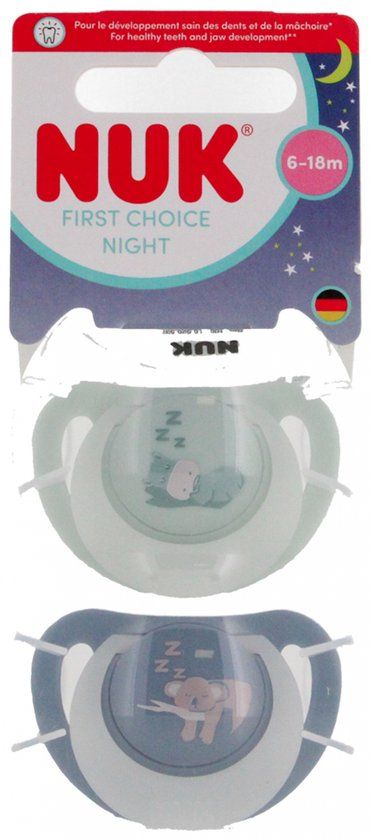 Nuk Fopspeen baby siliconen 18-36 maanden Hippo Koala nacht.