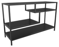 Support TV, design industriel, 120 cm, anthracite/noir, mélamine, cadre métallique