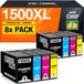 Canon Cartouches couleur, compatible avec PGI-1500XL, multipack de 8 pièces