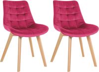 CLP Brook Set van 2 eetkamerstoelen - Hout frame - Fluweel - Velvet - rood