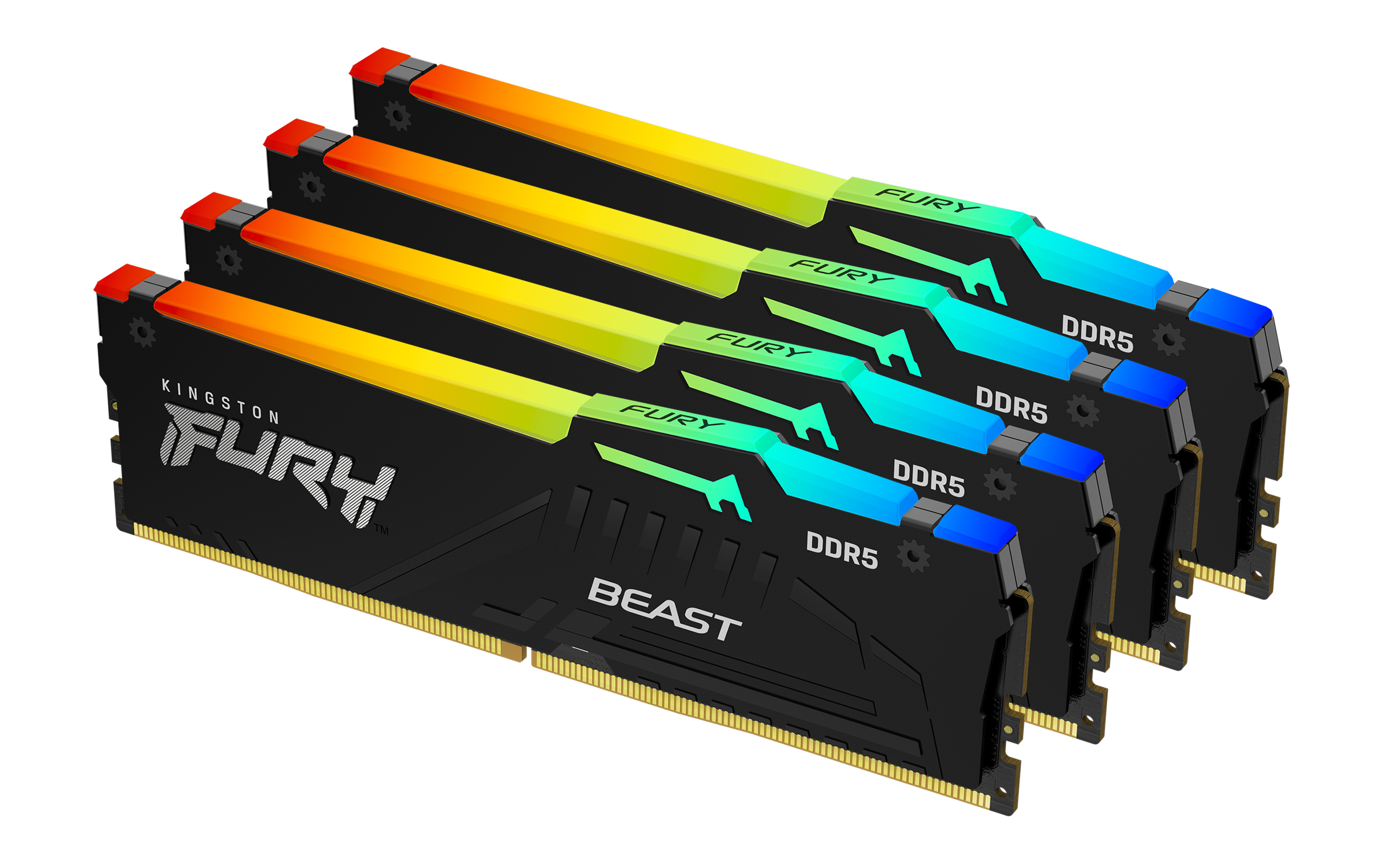 Kingston Technology 64GB 5200MT/s DDR5 CL40 DIMM (Kit van 4) FURY Beast RGB XMP