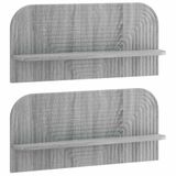 vidaXL Wandplank 2 st Grijs Sonoma 80,5 x 13,5 x 37,5 cm Bewerkt hout