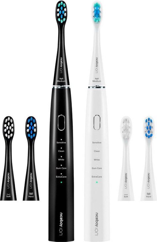 Niceboy SONICDUOPACK elektrische tandenborstel Volwassene Vibrerende tandenborstel Zwart, Wit